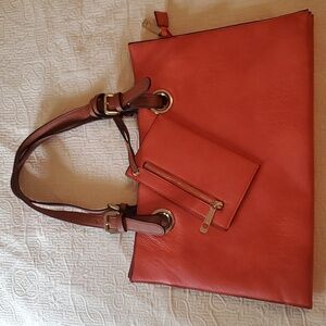 Orange leather purse